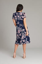 Load image into Gallery viewer, Connected Apparel Abbie Navy and Mauve Floral Print Dress