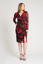 Load image into Gallery viewer, Amber Red Floral Print Dress 1 Connected Apparel