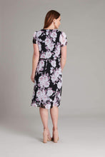 Load image into Gallery viewer, Connected Apparel Abbie Black and Mauve Floral Print Dress
