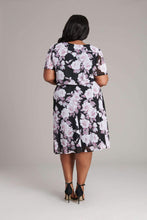 Load image into Gallery viewer, Connected Apparel Abbie Black and Mauve Floral Print Dress
