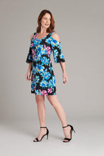 Load image into Gallery viewer, Connected Apparel Ally Cold Shoulder Floral Print Dress
