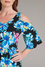 Load image into Gallery viewer, Connected Apparel Ally Cold Shoulder Floral Print Dress
